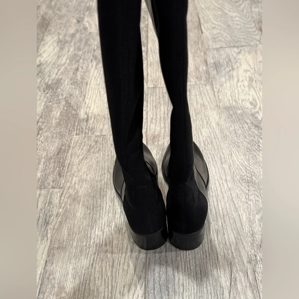 NEW Stuart Weitzman black leather Reserve block heel 5050 boots